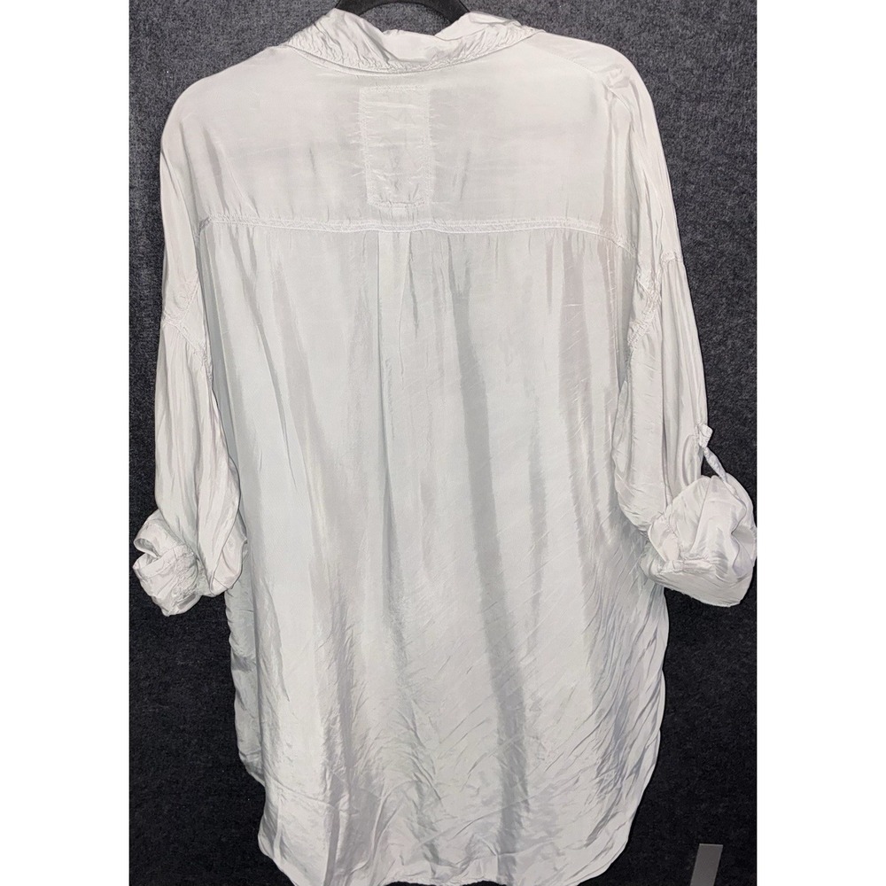 Pete & Greta Grey Shirt XS Extra Small Long Sleeve Rolled Up Button Top Cupra - Picture 6 of 9